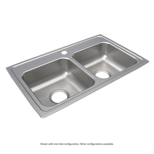 Lustertone Classic Stainless Steel 29" X 18" X 6", 0-Hole Equal Double Bowl Drop-In Ada Sink in Lustrous Satin