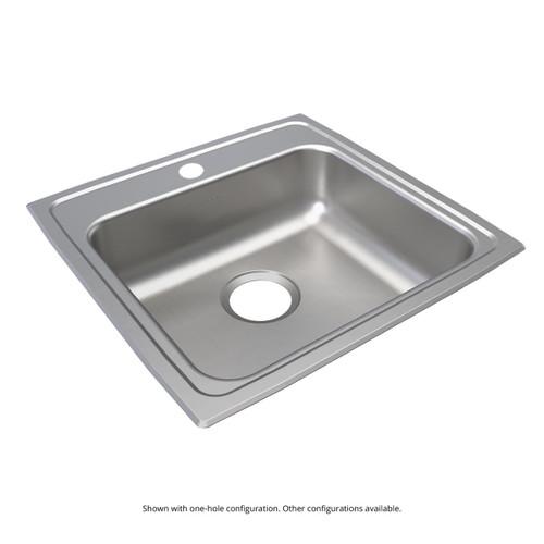 Lustertone Classic Stainless Steel 19-1/2" X 19" X 6-1/2", 0-Hole Single Bowl Drop-In Ada Sink in Lustrous Satin