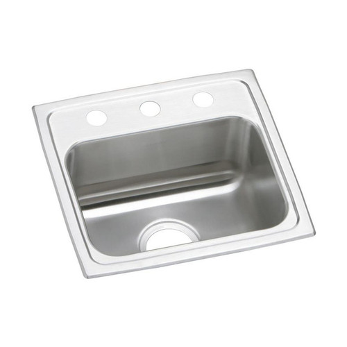 Celebrity Stainless Steel 17" X 16" X 7-1/8", 0-Hole Single Bowl Drop-In Sink in Brushed Satin