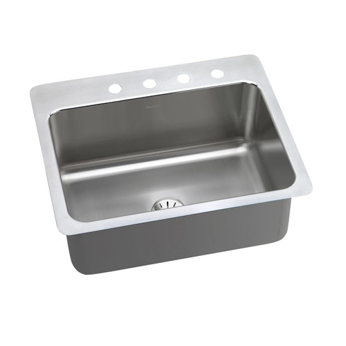 Lustertone Classic Stainless Steel 27" X 22" X 10", 0-Hole Single Bowl Dual Mount Sink With Perfect Drain(R) in Lustrous Satin
