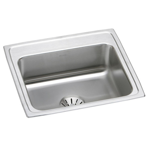 Lustertone Classic Stainless Steel 22" X 19-1/2" X 10-1/8", 0-Hole Single Bowl Drop-In Sink With Perfect Drain(R) in Lustrous Satin