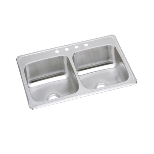 Celebrity Stainless Steel 43" X 22" X 6-7/8", 0-Hole Equal Double Bowl Drop-In Sink in Brushed Satin