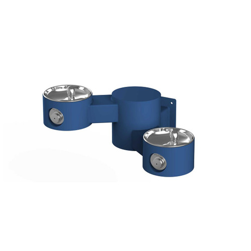 Outdoor Wall Mount Bi-Level Drinking Fountain Non-Filtered Non-Refrigerated Blue in Blue