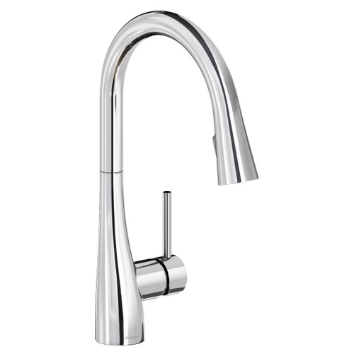 Gourmet Single Hole Kitchen Faucet With Pull-Down Spray And Forward Only Lever Handle Chrome in Chrome
