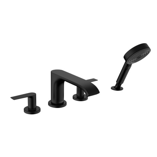 Vivenis 4-Hole Roman Tub Set Trim With 1.75 Gpm Handshower in Matte Black