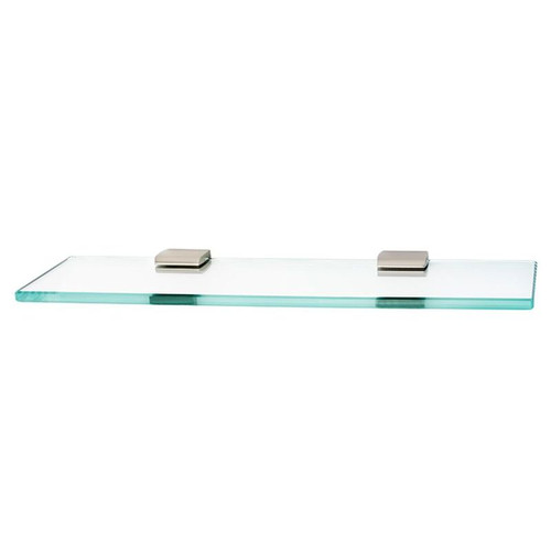 Alno Manhattan A7450-18-SN 18-in Glass Shelf with Brackets Modern in Satin Nickel Alno Manhattan A7450-18-SN 18-in Glass Shelf with Brackets Modern in Satin Nickel