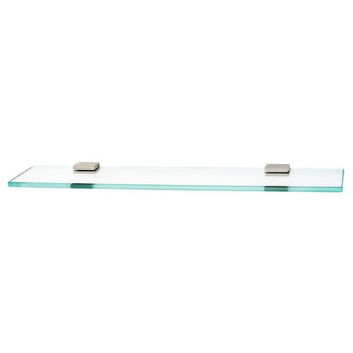 Manhattan A7450-24-SN 24-in Glass Shelf with Brackets Modern in Satin Nickel Manhattan A7450-24-SN 24-in Glass Shelf with Brackets Modern in Satin Nickel