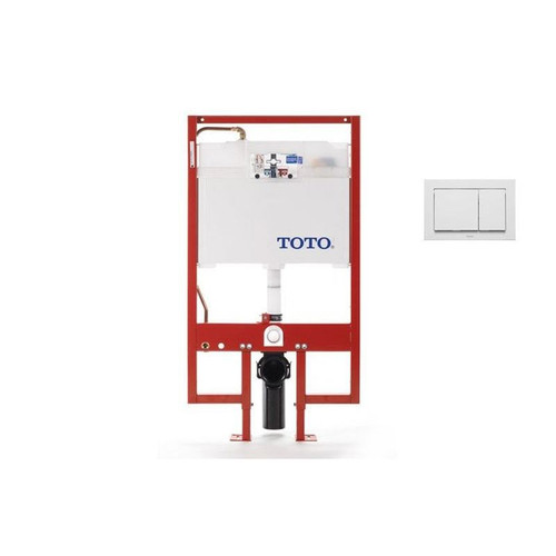 In-Wall Toilet Tank System with Included Dual-Button Push Plate in White Plastic In-Wall Toilet Tank System with Included Dual-Button Push Plate in White Plastic