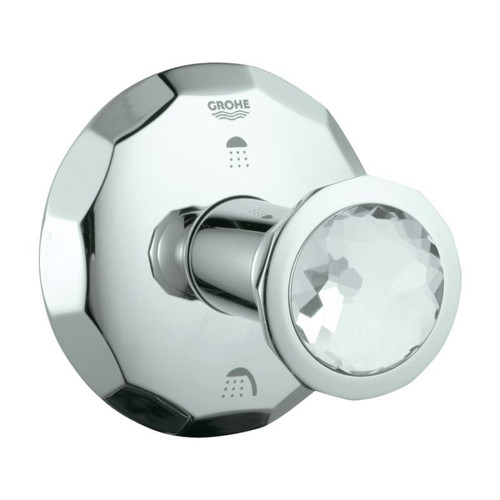 3-Port Diverter Trim with Round Handle in Swarovski Crystal