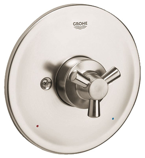Pressure Balance Valve Trim Kit with Trio Handle in Brushed Nickel