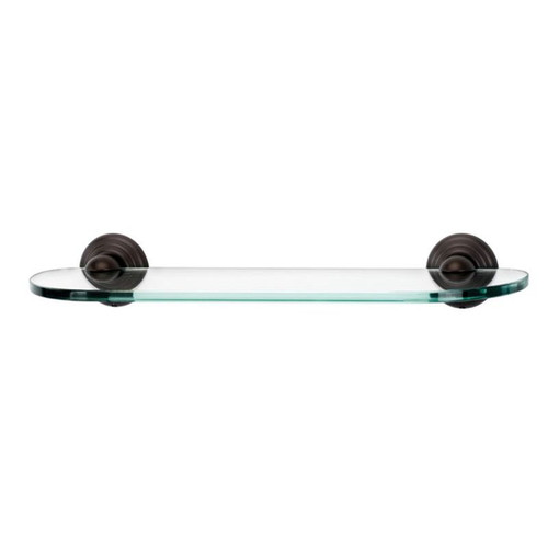 Embassy A9050-18-CHBRZ 18-in Glass Shelf with Brackets Traditional in Chocolate Bronze