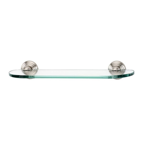 Embassy A9050-18-SN 18-in Glass Shelf with Brackets Traditional in Satin Nickel