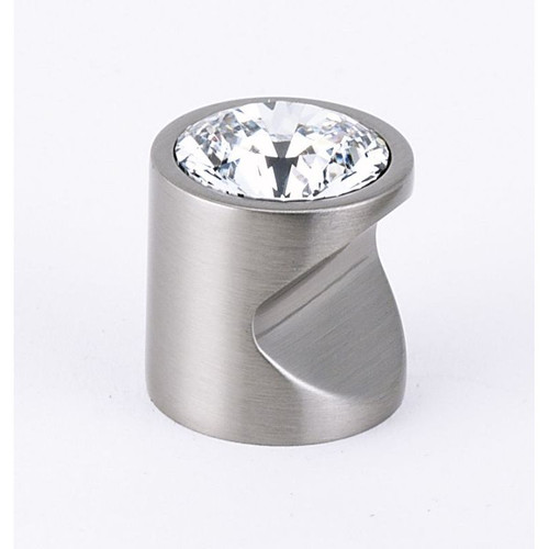 Contemporary Crystal C824-1-SN Crystal Knob Modern 1-in in Satin Nickel