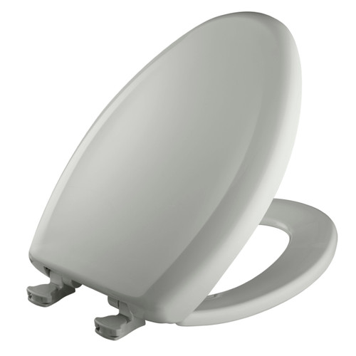 Plastic Elongated Slow-Close Toilet Seat in Ice Grey