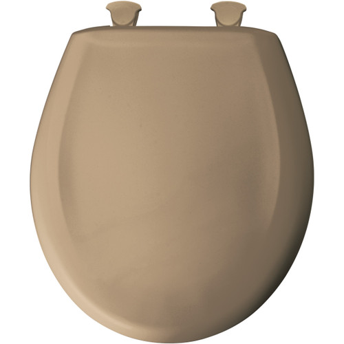 Plastic Round Slow-Close Toilet Seat in Sand
