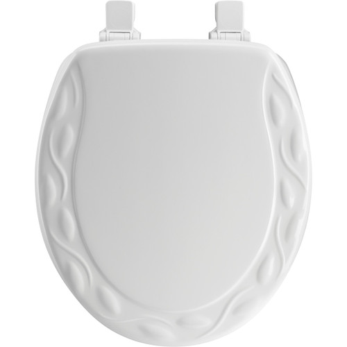 Wood Round Toilet Seat in White