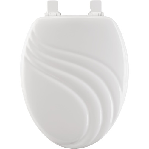 Wood Elongated Toilet Seat in White