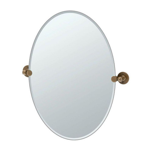 24inW X 26-1/2inH Wall-Mounted Frameless Oval Mirror in Bronze 24inW X 26-1/2inH Wall-Mounted Frameless Oval Mirror in Bronze