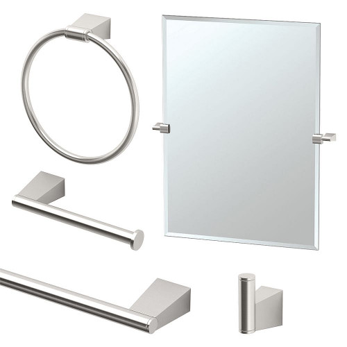 Gatco KA-BLE-5-SN 5-Piece Bathroom Accessory Kit with Mirror, Satin Nickel Gatco KA-BLE-5-SN 5-Piece Bathroom Accessory Kit with Mirror, Satin Nickel