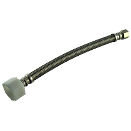 Braided Stainless Steel 12-in Toilet Supply Connector with 1/2-in I.P. Female Straight Thread x 7/8-in Female Ballcock Thread Braided Stainless Steel 12-in Toilet Supply Connector with 1/2-in I.P. Female Straight Thread x 7/8-in Female Ballcock Thread