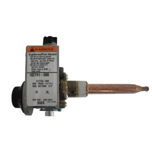 Residential Gas Control Valve Temperature control for NATURAL gas, 3 1/2in manifold pressure setting, pilot pressure fixed w/ECO cut off at 195 Degrees F; Temperature range to 160 Degrees F. (Shank = 1 1/4in)