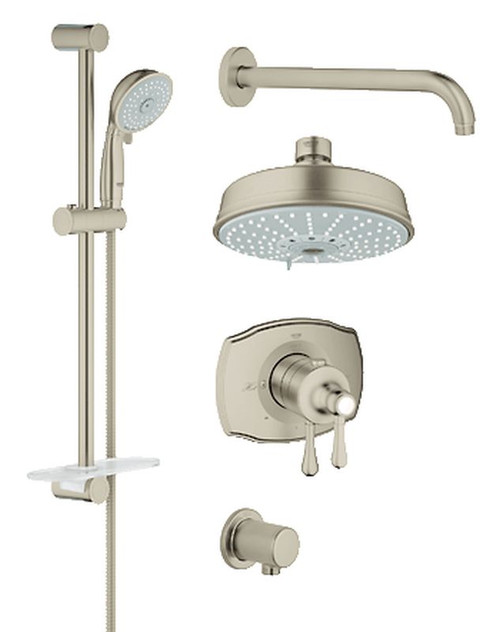 Thermostatic Valve Shower Trimset in Brushed Nickel