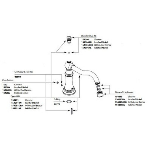 154291 Roman Tub Diverter Spout in Chrome