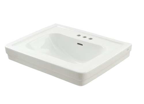 27-1/2-in Pedestal Bathroom Sink with 3 Faucet Holes Drilled and Overflow, Less Pedestal in Cotton