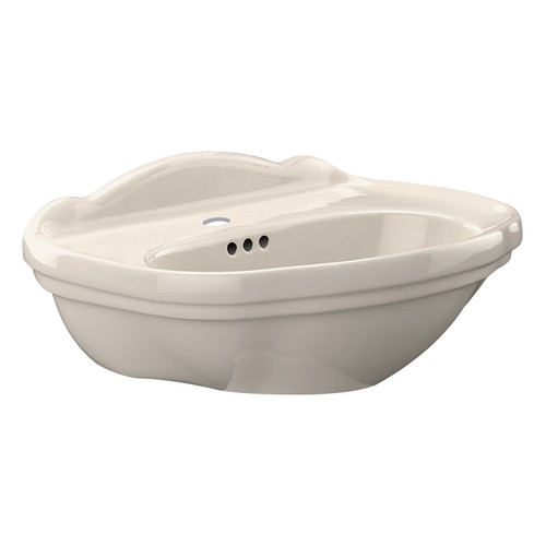 25-in Pedestal Bathroom Sink with Single Faucet Hole Drilled and Overflow, Less Pedestal in Bone 25-in Pedestal Bathroom Sink with Single Faucet Hole Drilled and Overflow, Less Pedestal in Bone