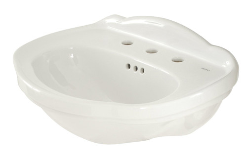 25-in Pedestal Bathroom Sink with 3 Faucet Holes Drilled and Overflow, Less Pedestal in Cotton