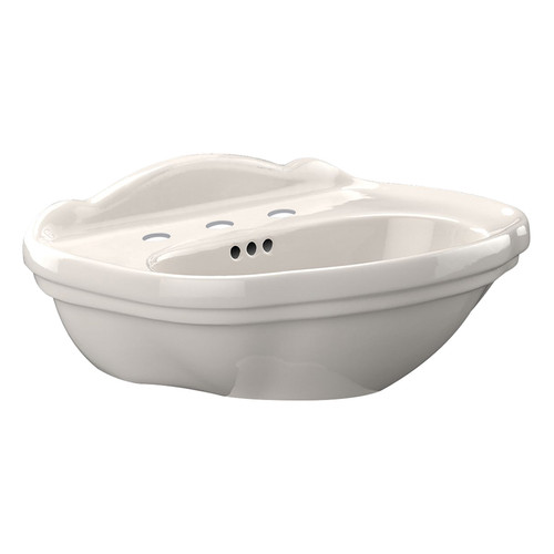 25-in Pedestal Bathroom Sink with 3 Faucet Holes Drilled and Overflow, Less Pedestal in Sedona Beige