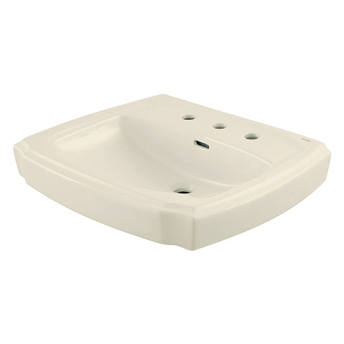 24-3/8-in Pedestal Bathroom Sink with 3 Faucet Holes Drilled and Overflow, Less Pedestal in Bone