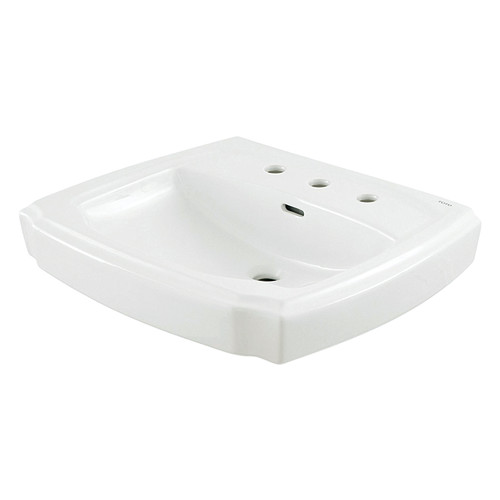 24-3/8-in Pedestal Bathroom Sink with 3 Faucet Holes Drilled and Overflow, Less Pedestal in Colonial White