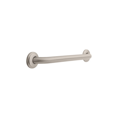 1-1/4in x 18in ADA Grab Bar with Decorative Flange, Concealed Mounting in Satin Nickel