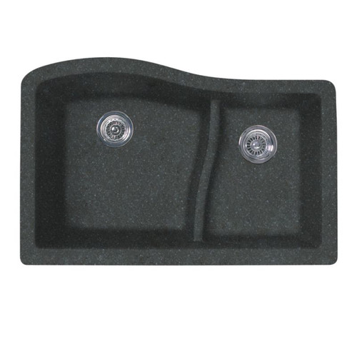 32-in D x 21-in W x 10.625-in H Granite Undermount Double Bowl Kitchen Sink with 1-Hole in Nero 32-in D x 21-in W x 10.625-in H Granite Undermount Double Bowl Kitchen Sink with 1-Hole in Nero