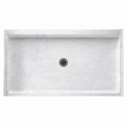 34.188-in D x 54.375-in W x 5.5-in H Solid Surface Shower Base in Ice
