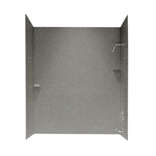 SS-60-3-042 30-in D x 60-in W x 60-in H Solid Surface Bathtub Wall Kit in Gray Granite