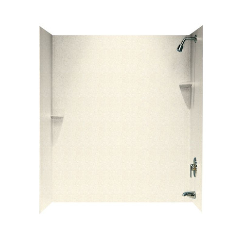 30-in D x 60-in W x 72-in H Solid Surface Bathtub Wall Kit in Pebble