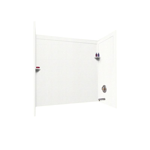 32-in D x 60-in W x 60-in H Solid Surface Bathtub Wall Kit in Tahiti White