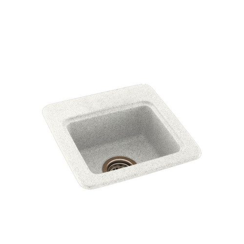 15-in D x 15-in W x 6-in H Solid Surface Drop-in Bar Sink with 1-Hole in Bisque