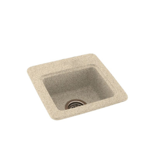 15-in D x 15-in W x 6-in H Solid Surface Drop-in Bar Sink with 1-Hole in Bermuda Sand