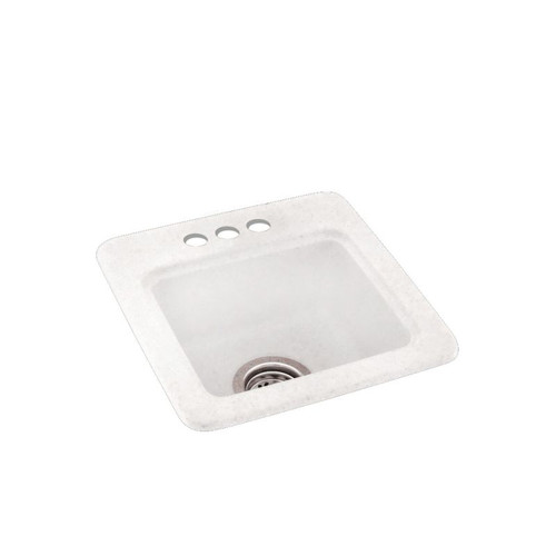 15-in D x 15-in W x 6-in H Solid Surface Drop-in Bar Sink with 3-Holes in Tahiti Ivory