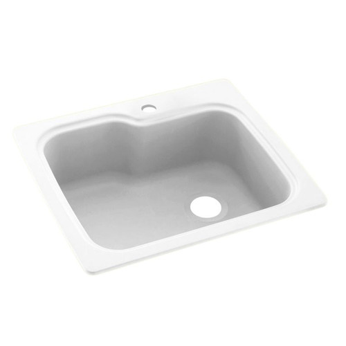 25-in D x 22-in W x 9.5-in H Solid Surface Dual Mount Single Bowl Kitchen Sink with 1-Hole in White