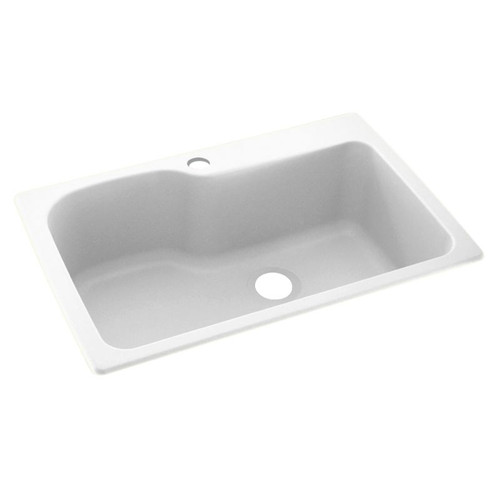 33-in D x 22-in W x 10.563-in H Solid Surface Dual Mount Single Bowl Kitchen Sink with 1-Hole in White