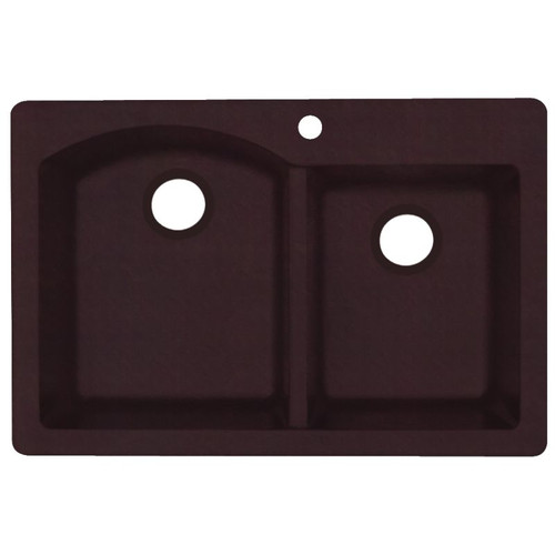 QZDB-3322-170 33-in D x 22-in W x 9.5-in H Granite Dual Mount Double Bowl Kitchen Sink with 1-Hole in Espresso