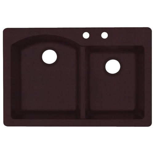 Swan QZ03322DB.170-2B 33-in D x 22-in W x 9.5-in H Granite Dual Mount Double Bowl Kitchen Sink with 2-Hole in Espresso