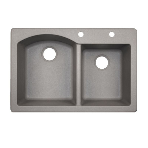 Swan QZ03322DB.173-2C 33-in D x 22-in W x 9.5-in H Granite Dual Mount Double Bowl Kitchen Sink with 2-Hole in Metallico