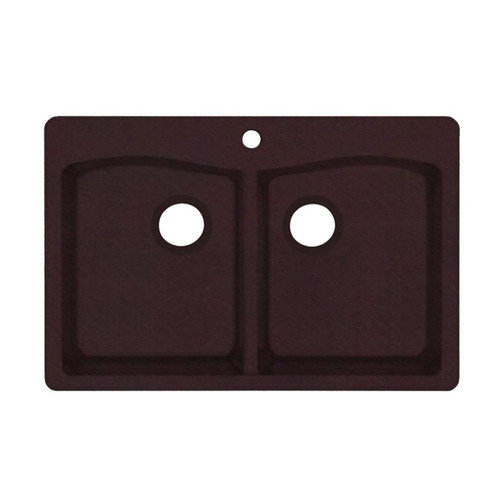 33-in D x 22-in W x 9.063-in H Granite Dual Mount Double Bowl Kitchen Sink with 1-Hole in Espresso