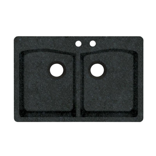 33-in D x 22-in W x 9.063-in H Granite Dual Mount Double Bowl Kitchen Sink with 2-Hole in Nero
