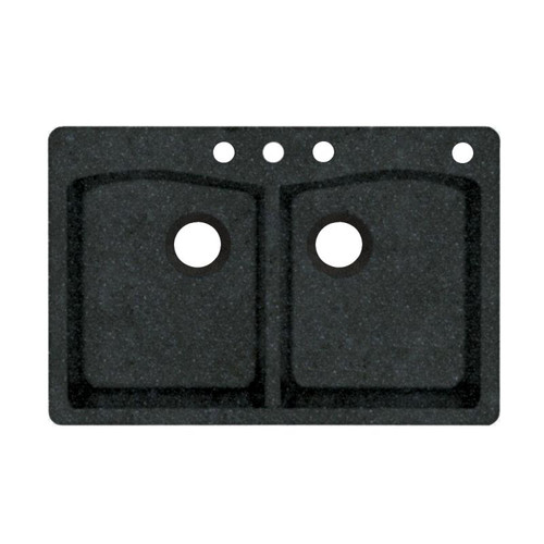 33-in D x 22-in W x 9.063-in H Granite Dual Mount Double Bowl Kitchen Sink with 4-Hole in Nero